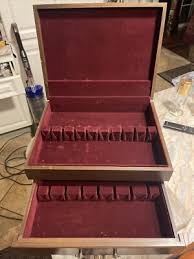 Mcm Vintage Walnut Flatware Silverware Storage Box Chest ...