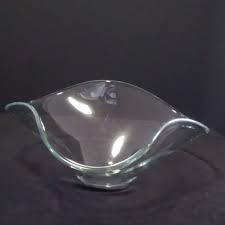 Huge Vintage Clear Art Glass Ruffled Centerpiece Serving Bowl - 16" x 14 3/4" | eBay UK
