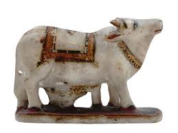 Sold at Auction: A PAINTED AND CARVED ALABASTER COW WITH A FEEDING CALF, INDIA