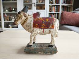 Antique Hand Painted Indian Nandi Cow / Folk Art / Rustic Ornament - Etsy India