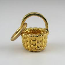 MINI BASKET CHARM, Gold Basket, Gold Basket Charm, 14k ...