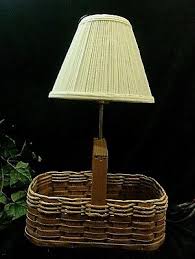 SOLID WOOD and RAFFIA BASKET LAMP with OFF-WHITE PLEATED SHADE and IVY GARLANDS | eBay