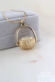 Vintage Pewter P.A.I Nantucket Basket Necklace Gold Basket ...