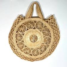 Unbranded | Bags | Womens Boho Handwoven Round Handbag 2top Handles Bohemian Natural Handicraft | Poshmark