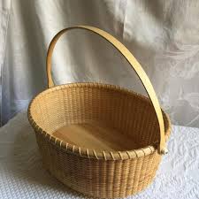 Vintage Large Oval Nantucket Style Basket. Wood Bottomed Finished Market Basket. Strong Well Woven Oval Basket With Swing Handle. - Etsy