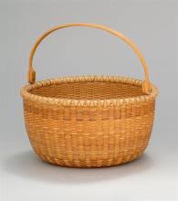 Sold at Auction: CONTEMPORARY NANTUCKET BASKET By Don Eaton. With swing handle. Signed on base "Don Eaton 1995". Height 5.5". Diameter 9.5".