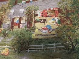 Vintage Halloween Grandma Moses Fabric 46 Inches X 64 Inches ...