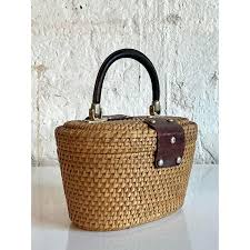 Vintage Boho Woven Rattan Nantucket Style Bag For Sale at ...