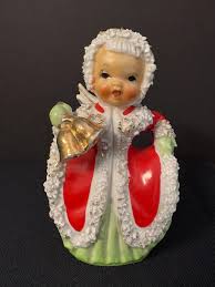 Vintage Napco Spaghetti Trim Christmas Santa Angel Figurine ...