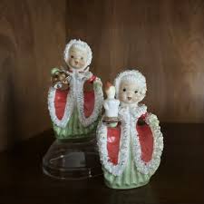 Vtg Set of 2 NAPCO Christmas Angel Bells Holiday Porcelain w ...