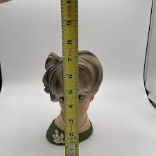 Vintage Napco Ware Head Vase Lady Earrings, Necklace Broach Brunette Green Dress | eBay Australia