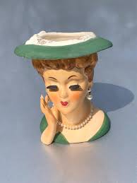 4 1/2" LEE WARDS EXCLUSIVE 1950's Vintage Lady's Head Vase ...
