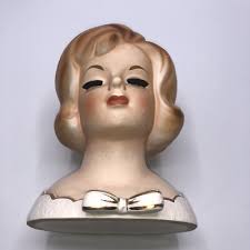 Vintage Napco C5675 Lady Head Vase Planter With Eyelashes 1962 Hand Painted Vase | eBay UK