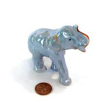 Vintage Blue Lusterware Elephant Figurine: Iridescent ...
