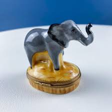 Mom and Baby Elephants Vintage Retired Limoges Miniature Box ...