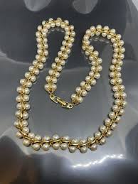 Vintage NAPIER White Double Row Faux Pearls Goldtone 25 ...