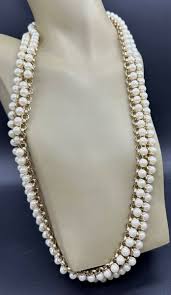 ESTATE VINTAGE GOLD TONE ROLO CHAIN FAUX PEARL CHARM BEAD ...