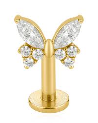 Butterfly Flat Back Earring Stud for Cartilage Ear Piercings