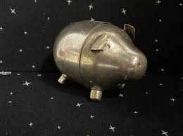 VTG Napier Piggy Bank Silver Plated Metal 4"x2" | eBay