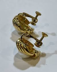 Napier Clip On Earrings Screw Back Gold Tone Swirls Center ...