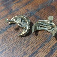 1940's Jeweled Crescent Moon Earrings - Etsy