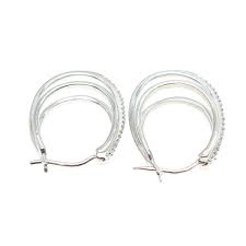 SUN 925 Sterling Silver Real Round-Cut Diamond Multi-Row ...