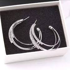 Dazzling Large Triple CZ Women Gold Hoop Earrings – Ella Moore