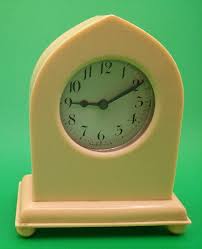 VTG GOTHIC CATHEDRAL CELLULOID CLOCK 1920s 30s Desk Dresser Vanity Nickel Footed | eBay