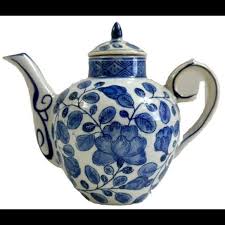 Other | Rare Vintage Blue White Teapot Porcelain Mark Made ...