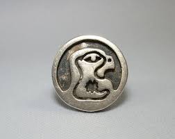 STERLING HOPI EAGLE Ring-vintage 925 Silver-carved ...