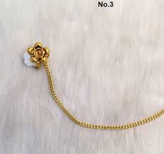 Gold Indian Nose Pin, Non Pierced Bridal Nath With Chain - Etsy