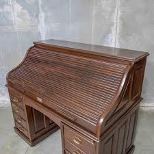 Edwardian Walnut Roll Top Desk, 1890s | Chairish
