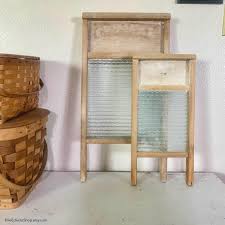 Rustic Wood & Glass Washboard Set of 2: Primitive Cottage ...