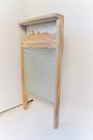 European Primitive Ribbed Glass/Wood Washboard | Chairish