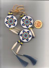 Native American Necklace/choker .. beads, leather straps..11 ...