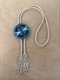 Vintage Beaded Native American Medallion Bolo Tie Navajo ...