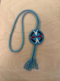 Vintage Beaded Native American Medallion Bolo Tie Navajo ...