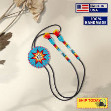 SALE 50% OFF - Turquoise Blue Seed Beaded Bolo Tie 3 Inch ...