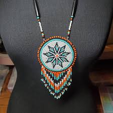 One-of-a-Kind Beaded Star Medallion Necklace at Crafty Native