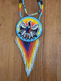 Beaded Medallion Necklace With A Waterbird Design - Etsy