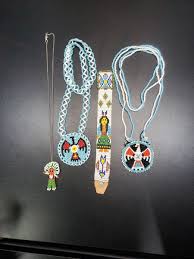 Vtg Native American Indian Seed Bead Necklace Bracelet ...