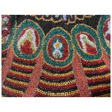 Vintage handmade Micro glass beaded mosaic celluloid Purse clutch hand. For Sale at Ruby Lane