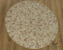 Mid Century Modern Round Brass Faux Stone Coffee Table | eBay