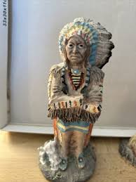 NATIVE AMERICAN Figures. Set Of Four. Chief, Scout, Warrior & Woman With Basket | eBay