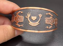 Vintage Southwestern WM Wheeler? solid copper Cuff Bracelet ...