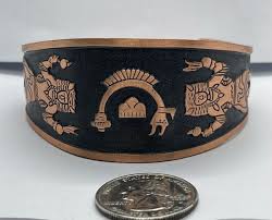 Vintage Oversized Copper American Indian Symbols Cuff Bangle ...