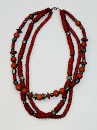 VINTAGE RED CLAY 3 STRAND NECKLACE | eBay