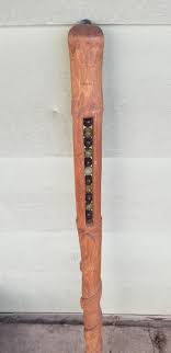 Antique folk art wood hand carved snake motif cane walking ...