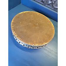 Hollywood Regency Round Mirror Tray, 10 in, Gold Toned Floral Trim Perfume / Mak | eBay