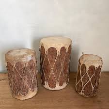 Set to 3 Native American Drums, Small Drums, Bookshelf Decor ...